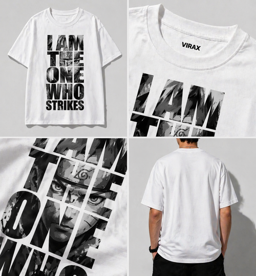 I Am The One Who Strikes – Oversized Graphic T-Shirt (White)