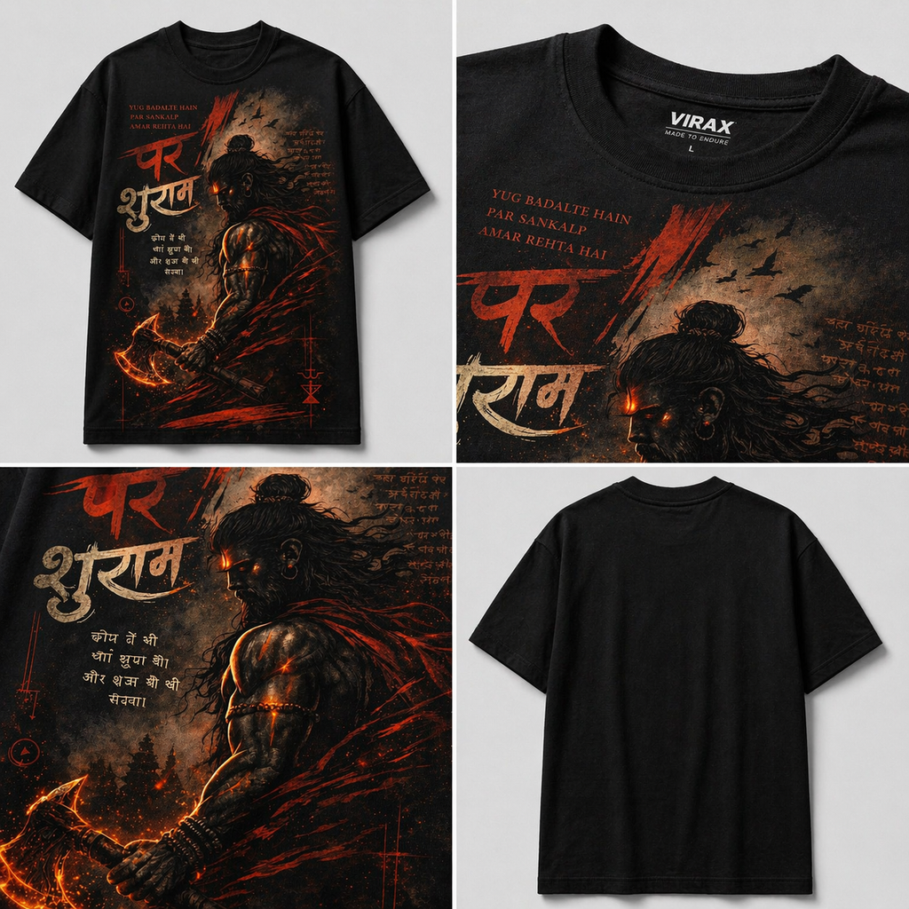 Parshuram Warrior Graphic Oversized T-Shirt – Black Edition
